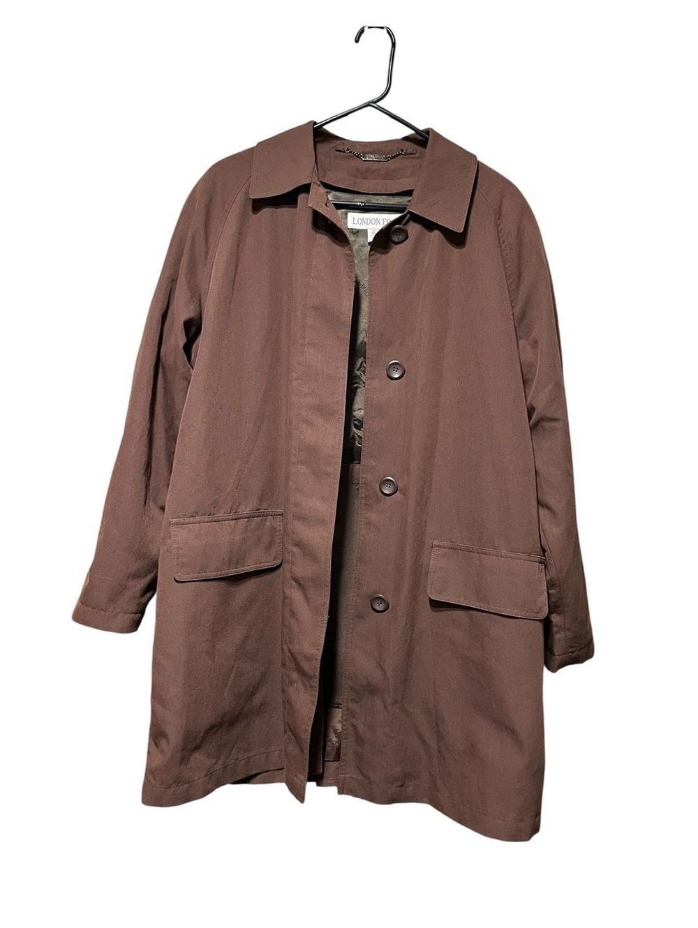 London Fog Chocolate Brown Trench Coat with Flap Pockets